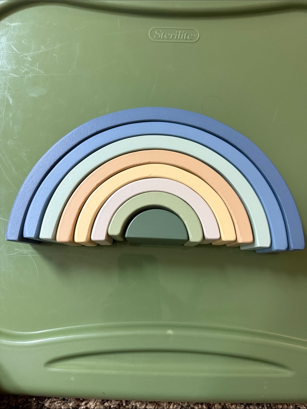 Wooden Pastel Rainbow Stacking Toy - Multicolor